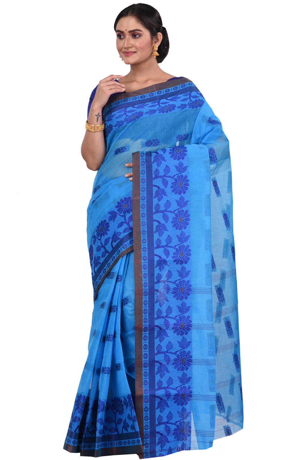 Blue Pure Cotton Fultop_Tant Tant Saree (850)